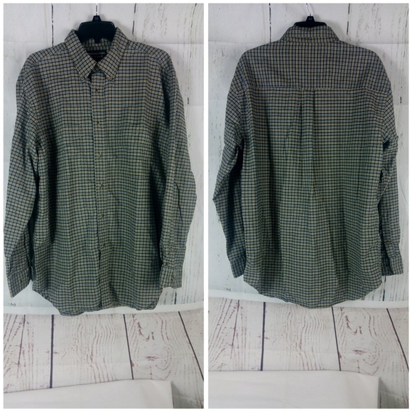 Roundtree & Yorke Green Plaid Button Down Shirt L - Picture 2 of 6